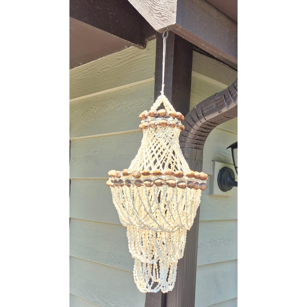 Vintage Seashell Chandelier Hanging Shell Mobile Coastal Boho Beach House Decor